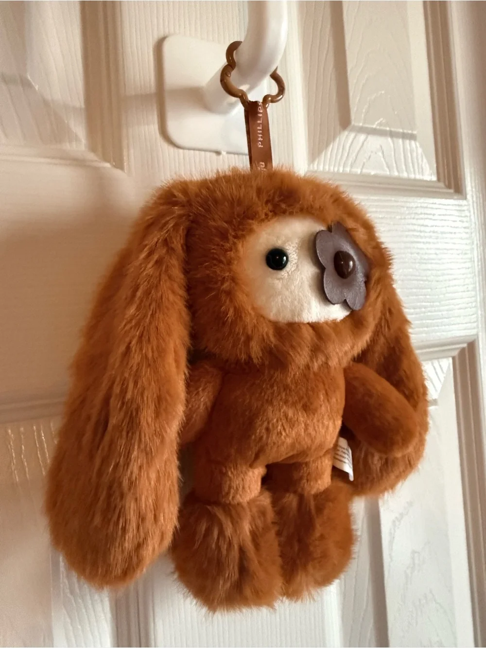 Furry Brown Rabbit Bunny with Floppy Ears Keychain / Charm
